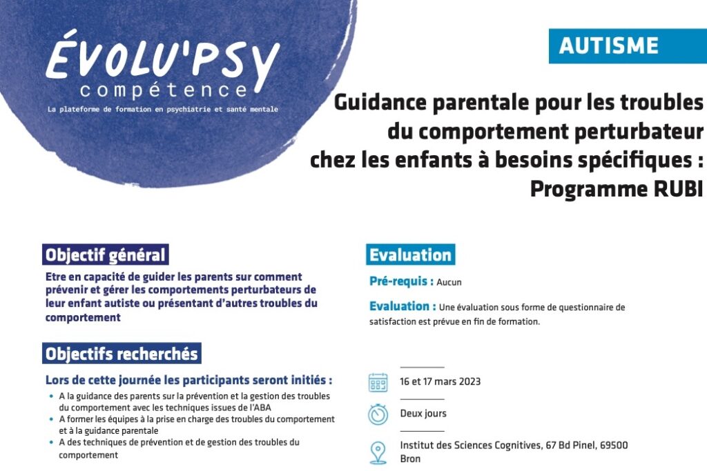 Programme RUBI : une formation pour prévenir et gérer les comportements perturbateurs Programme RUBI : une formation pour prévenir et gérer les comportements perturbateurs